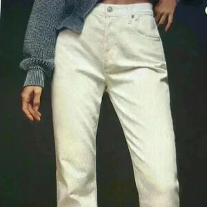 AGOLDE Riley Crop High-Rise Straight  Jeans in the Color Sour Cream Size 32 NWOT